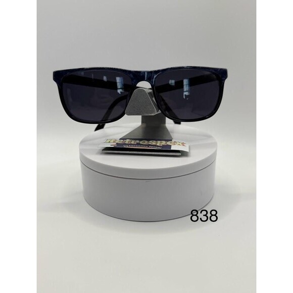 NEW Vintage Sunglasses | Non RX | Browline Rectangle Style | Black & Blue | #838 - Picture 4 of 10